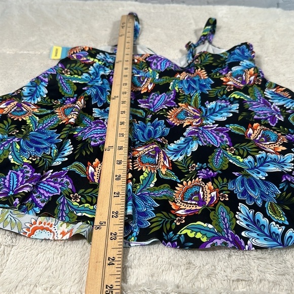 Swim Solutions Tankini Top Swimsuit size 10 Boho Paisley V Neck Underwire NEW - Picture 11 of 16